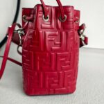 Fendi Mon Tresor Mini Bucket Bag Dark Red Calf Leather and Silver Hardware #RTLK-3 - Image 3