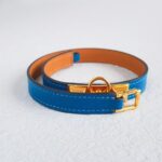 Hermes Size M Rivale Double Tour Bracelet Gold Plated Hardware #RSKE-1 - Image 5