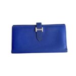 Hermes Bearn Long Wallet Blue Epsom Leather with Palladium Plated Hardware Bag #RYLR-7