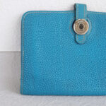 Hermes Dogon Compact Wallet Blue Jean Clemence Leather #RYLE-5 - Image 3