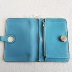 Hermes Dogon Compact Wallet Blue Jean Clemence Leather #RYLE-5 - Image 9