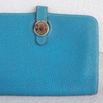 Hermes Dogon Compact Wallet Blue Jean Clemence Leather #RYLE-5 - Image 4