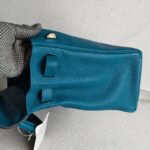 Hermes Kelly 32cm Vert Bosphore Clemence Leather with Palladium Plated Hardware #RTCK-1 - Image 8
