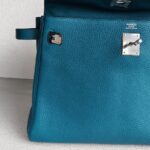 Hermes Kelly 32cm Vert Bosphore Clemence Leather with Palladium Plated Hardware #RTCK-1 - Image 3