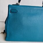 Hermes Kelly 32cm Vert Bosphore Clemence Leather with Palladium Plated Hardware #RTCK-1 - Image 5