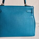 Hermes Kelly 32cm Vert Bosphore Clemence Leather with Palladium Plated Hardware #RTCK-1 - Image 6
