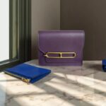 Hermes Roulis Slim Wallet /Waist Pouch Purple Swift Leather with Palladium-Plated Hardware #RTCL-4