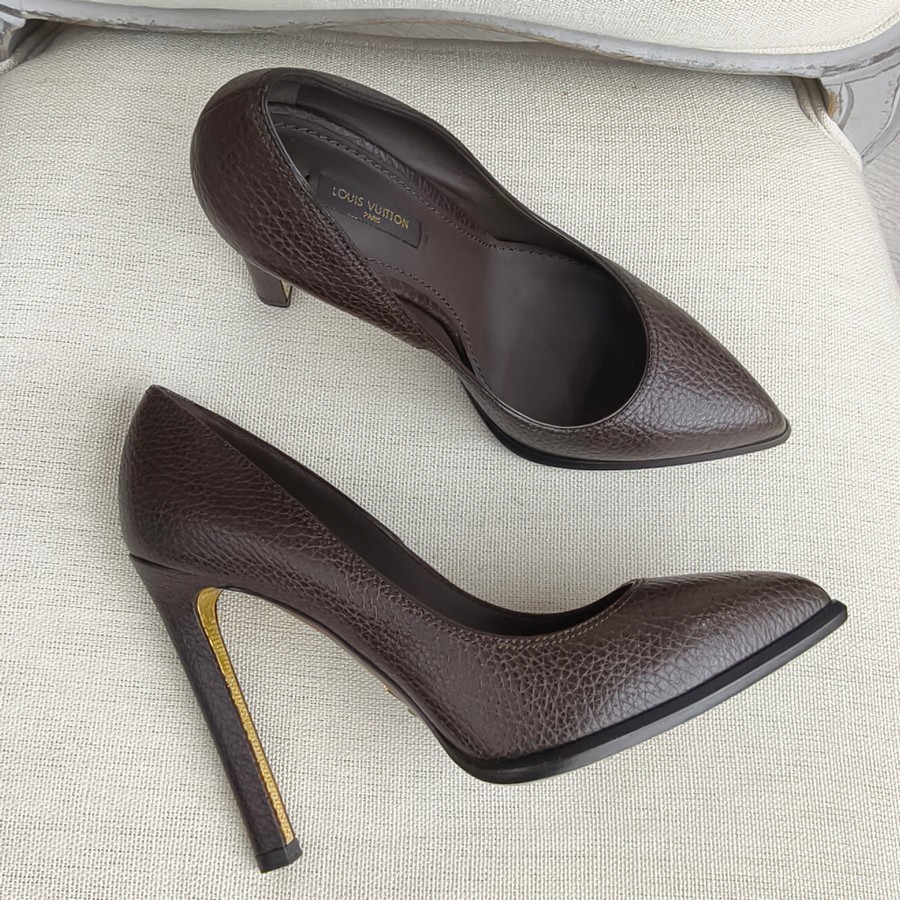 LV Pump Size 37 Brown Leather Shoes #RTCE-1