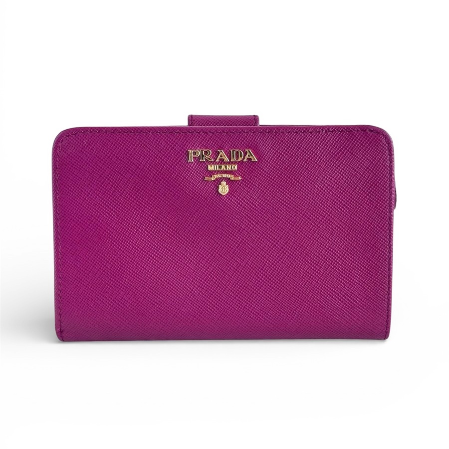 Prada 1M1225 Wallet Purple Saffiano Leather with Gold Hardware #RSCE-4