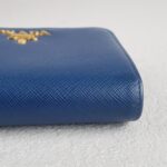 Prada Wallet Blue Saffiano Leather with Gold Hardware #RSLS-1 - Image 9