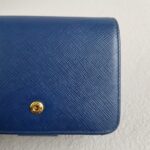 Prada Wallet Blue Saffiano Leather with Gold Hardware #RSLS-1 - Image 13