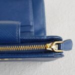 Prada Wallet Blue Saffiano Leather with Gold Hardware #RSLS-1 - Image 18