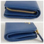 Prada Wallet Blue Saffiano Leather with Gold Hardware #RSLS-1 - Image 6