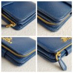Prada Wallet Blue Saffiano Leather with Gold Hardware #RSLS-1 - Image 10