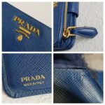 Prada Wallet Blue Saffiano Leather with Gold Hardware #RSLS-1 - Image 14