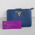 Prada Wallet Blue Saffiano Leather with Gold Hardware #RSLS-1 - Image 2