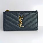 YSL Cassandre Card Case Black Leather with Gold Hardware #RTCS-3
