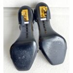 YSL Opyum Sandal Size 38 Black Patent Leather Shoes #RTLR-1 - Image 9