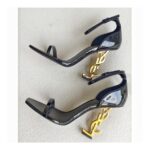 YSL Opyum Sandal Size 38 Black Patent Leather Shoes #RTLR-1 - Image 5
