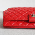 Chanel Clutch Red Lambskin with Silver Hardware #RYLT-2 - Image 11