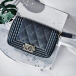 Chanel Boy Card Holder /Coin Purse Black Grained Calfskin with Ruthenium Hardware #RTOO-5