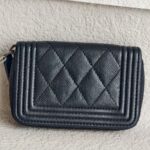Chanel Boy Card Holder /Coin Purse Black Grained Calfskin with Ruthenium Hardware #RTOO-5 - Image 3