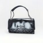 Chanel Flap Bag Black Patent Leather with Silver Hardware #RTYK-1