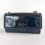 Chanel Flap Bag Black Patent Leather with Silver Hardware #RTYK-1 - Image 3