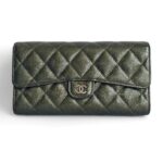 Chanel Flap Wallet Dark Olive Green Grained Calfskin with Ruthenium Hardware #RTYO-1