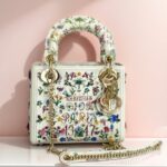 Christian Dior Lady Dior Mini Limited Edition White Leather with Gold Hardware #RTLC-4