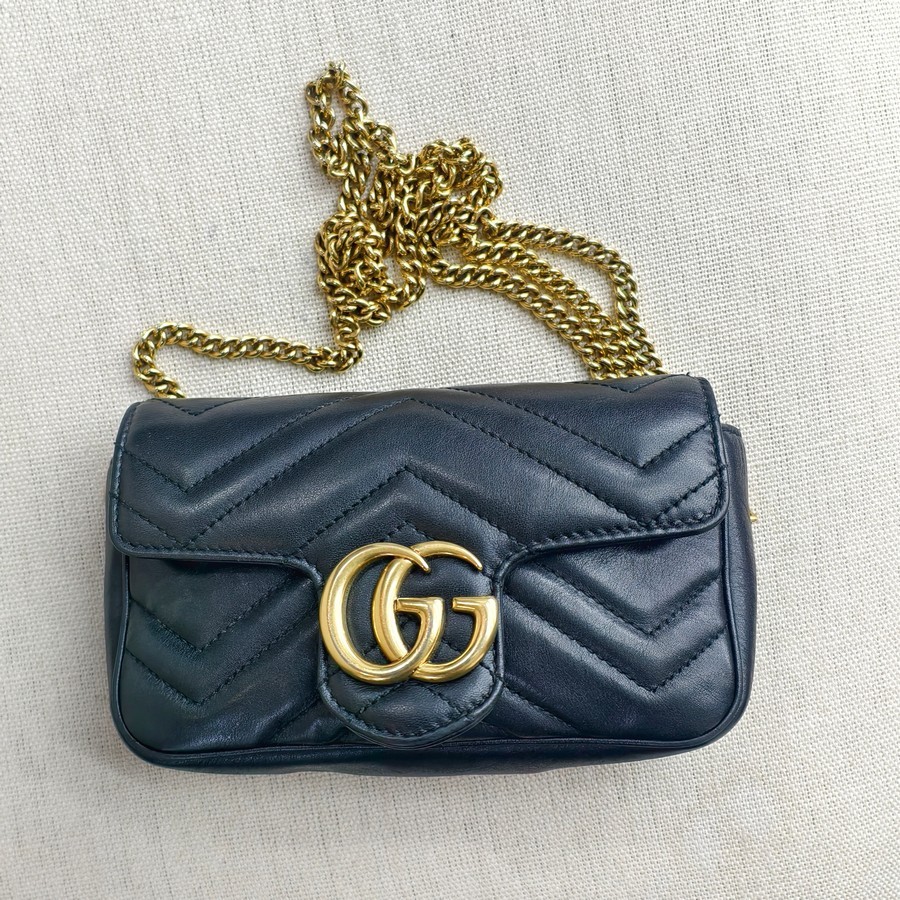 Gucci GG Marmont Mini Black Leather with Gold Hardware #RTTR-1