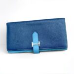 Hermes Bearn Long Wallet Blue Mysore Leather with Palladium Plated Hardware Bag #RTTE-2