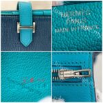 Hermes Bearn Long Wallet Blue Mysore Leather with Palladium Plated Hardware Bag #RTTE-2 - Image 10