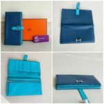 Hermes Bearn Long Wallet Blue Mysore Leather with Palladium Plated Hardware Bag #RTTE-2 - Image 2
