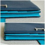 Hermes Bearn Long Wallet Blue Mysore Leather with Palladium Plated Hardware Bag #RTTE-2 - Image 8