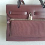 Hermes Herbag Zip 31cm Maroon Canvas with Leather and Palladium Hardware #RTOR-1 - Image 5
