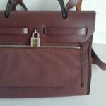 Hermes Herbag Zip 31cm Maroon Canvas with Leather and Palladium Hardware #RTOR-1 - Image 6