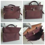 Hermes Herbag Zip 31cm Maroon Canvas with Leather and Palladium Hardware #RTOR-1 - Image 2