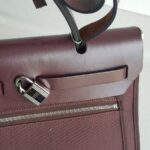 Hermes Herbag Zip 31cm Maroon Canvas with Leather and Palladium Hardware #RTOR-1 - Image 20