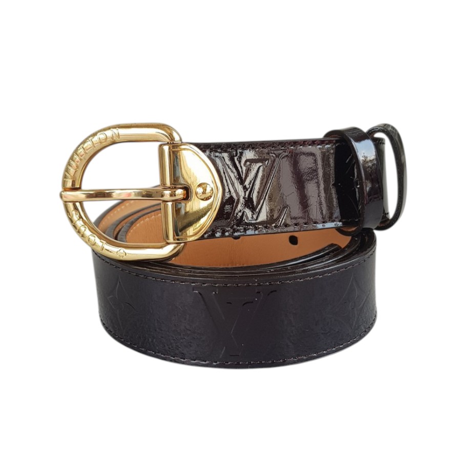 LV Belt Size 8032 Amanrante Vernis Leather with Gold Hardware #RUUS-57