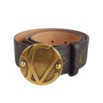 LV Belt Size 80cm Brown Monogram Coated Canvas with Leather And Gold Hardware #RUUS-61