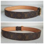 LV Belt Size 80cm Brown Monogram Coated Canvas with Leather And Gold Hardware #RUUS-61 - Image 3