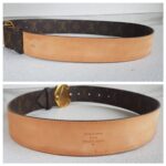 LV Belt Size 80cm Brown Monogram Coated Canvas with Leather And Gold Hardware #RUUS-61 - Image 4