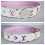 LV Belt Size 80cm Multicolor Coated Canvas with Leather And Gold Hardware #RUUS-59 - Image 3