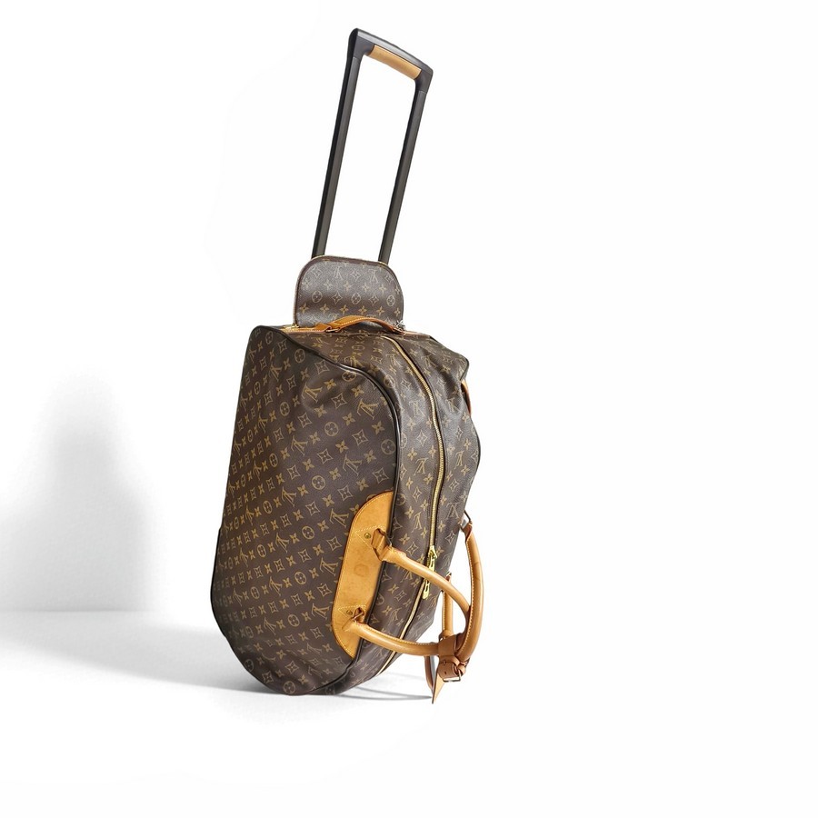 LV Eole 60 Vintage Trolley Luggage Brown Monogram Coated Canvas with Leather and Gold Hardware #RTKC-1