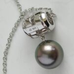 Mikimoto Necklace 18k White Gold with Diamond and Black Tahiti Pearl Jewellery #RTSK-9 - Image 5