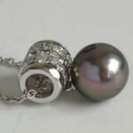 Mikimoto Necklace 18k White Gold with Diamond and Black Tahiti Pearl Jewellery #RTSK-9 - Image 6