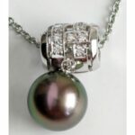Mikimoto Necklace 18k White Gold with Diamond and Black Tahiti Pearl Jewellery #RTSK-9 - Image 4