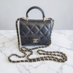 Chanel Micro Vanity Bag Black Lambskin with Light Gold Hardware #RTTE-6