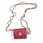 Chanel Mini Wallet on Chain Burgundy Lambskin with Light Gold Hardware #ROUS-1